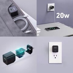 AUKEY PA-Y20S Minima Настенное зарядное устройство 1x USB-C Power Delivery 3.0 20 Вт цена и информация | Зарядные устройства для телефонов | kaup24.ee