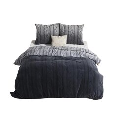 Flanellist voodipesukomplekt Dante, 140x220 cm, tumehall hind ja info | Voodipesu | kaup24.ee