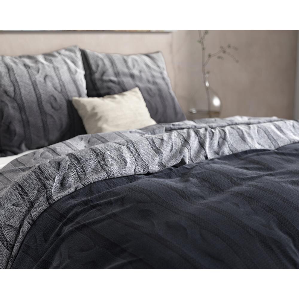 Flanellist voodipesukomplekt Dante, 140x220 cm, tumehall hind ja info | Voodipesukomplektid | kaup24.ee