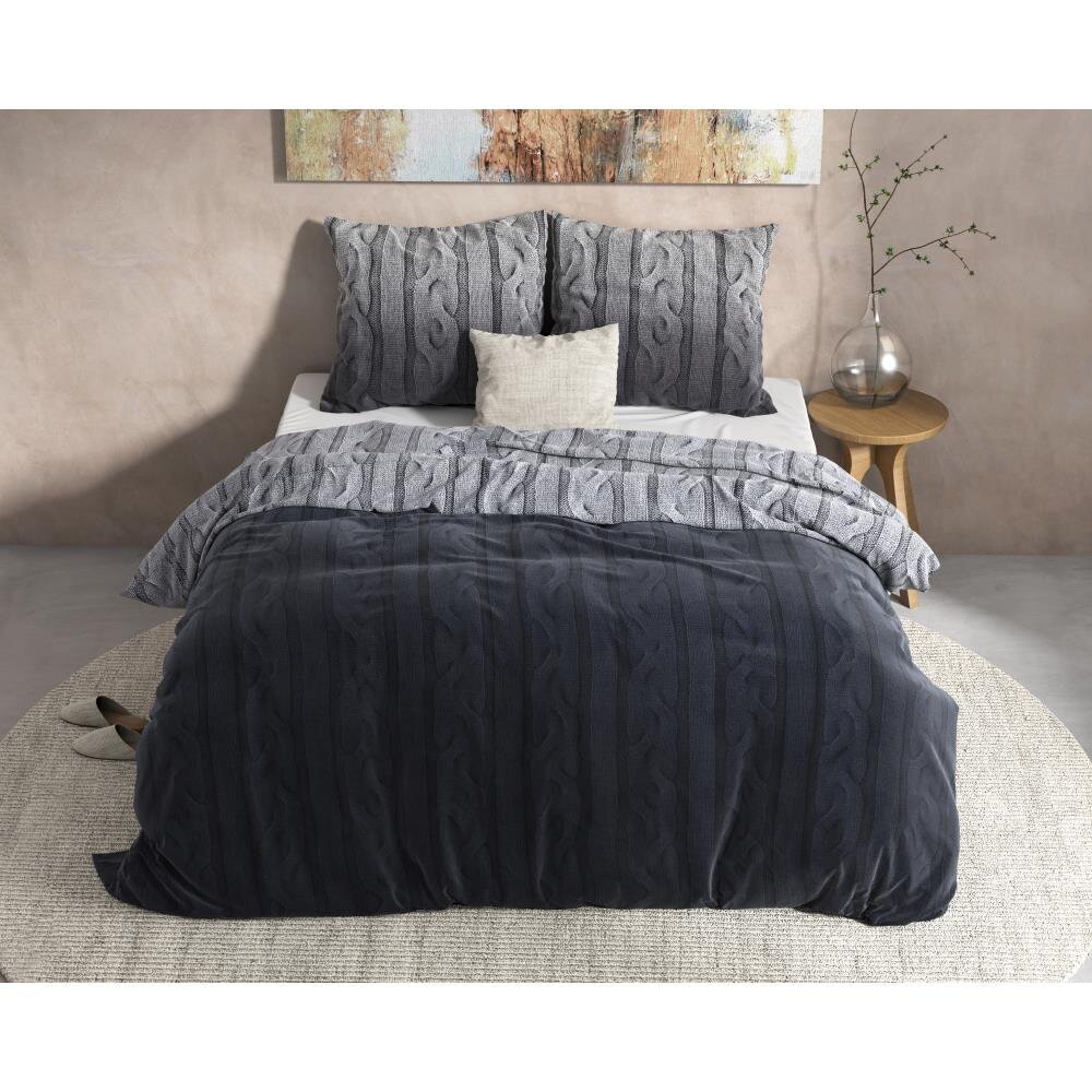 Flanellist voodipesukomplekt Dante, 140x220 cm, tumehall hind ja info | Voodipesukomplektid | kaup24.ee