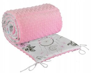 Мягкий чехол для кроватки Babymam 180х30 см, розовый/белый цена и информация | Товары для безопасности детей дома | kaup24.ee