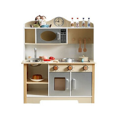 Деревянная детская кухня с 15 аксессуарами, белый цена и информация | Игрушки для девочек | kaup24.ee