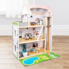 Деревянный кукольный домик с 27 аксессуарами, розовый цена и информация | Игрушки для девочек | kaup24.ee