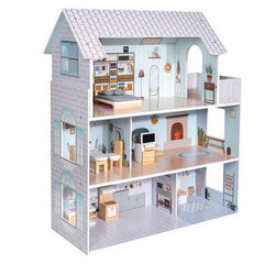 Деревянный кукольный домик с 11 предметами мебели, синий цена и информация | Игрушки для девочек | kaup24.ee