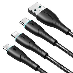 USB кабель Joyroom SA33-1T3 USB to Lightning+USB-C+MicroUSB 3.5A 1.2m черный цена и информация | Borofone 43757-uniw | kaup24.ee