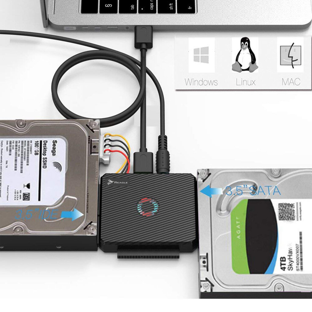 REAGLE ADAPTER DRIVE BRIDGE USB 3.1 SATA III IDE 16TB LED цена и информация | USB jagajad, adapterid | kaup24.ee