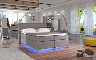 Voodi Amadeo LED valgustusega, 140x200 cm, gobelään, helehall цена и информация | Кровати | kaup24.ee