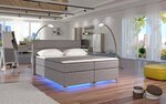 Кровать Amadeo с LED подсветкой, 140x200 см, гобелен, светло-серая