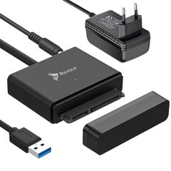 Adapter USB 3.1 SATA 3.5" 2.5" HDD SSD toiteallikas hind ja info | USB jagajad, adapterid | kaup24.ee