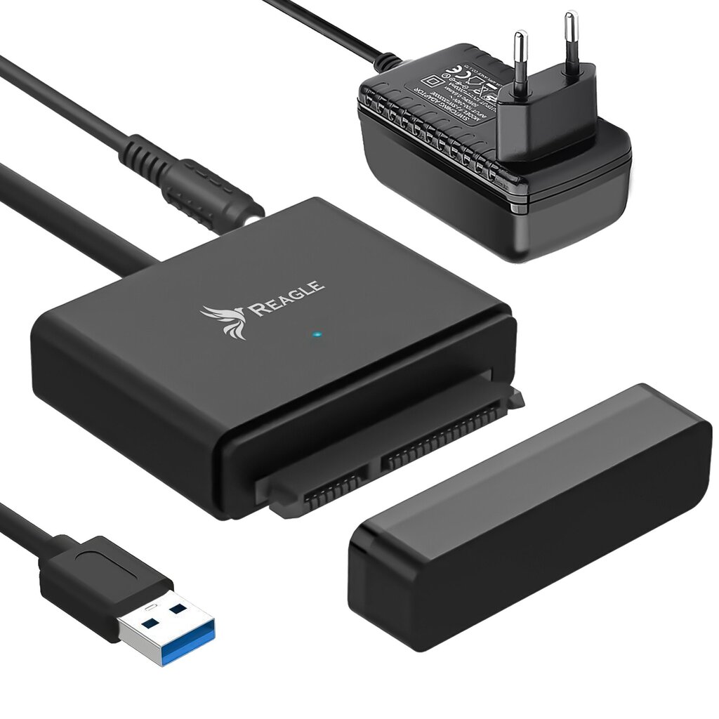 Adapter USB 3.1 SATA 3.5" 2.5" HDD SSD toiteallikas цена и информация | USB jagajad, adapterid | kaup24.ee