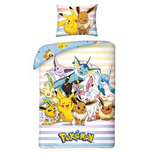 Laste voodipesukomplekt 140x200 Pokemoniteemaline цена и информация | Beebide ja laste voodipesu | kaup24.ee