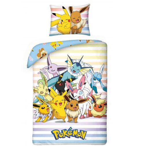 Laste voodipesukomplekt 140x200 Pokemoniteemaline цена и информация | Beebide ja laste voodipesu | kaup24.ee