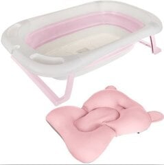 Складная детская ванночка с термометром и подушкой, розового цвета цена и информация | Maudynių prekės | kaup24.ee