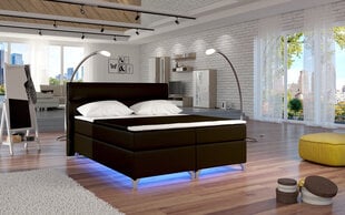 Voodi Amadeo LED valgustusega, 180x200 cm, kunstnahk/pruun hind ja info | Voodid | kaup24.ee