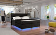 Voodi Amadeo LED valgustusega, 180x200 cm, kunstnahk/must hind ja info | Voodid | kaup24.ee