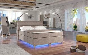 Кровать Amadeo с LED подсветкой, 180x200 см, гобелен, светло-коричневая цена и информация | Кровати | kaup24.ee
