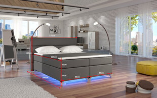 Кровать Amadeo с LED подсветкой, 180x200 см, гобелен, светло-серая цена и информация | Кровати | kaup24.ee