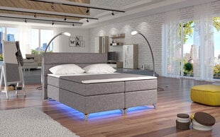 Voodi Amadeo LED valgustusega, 180x200 cm, gobelään/helehall цена и информация | Кровати | kaup24.ee