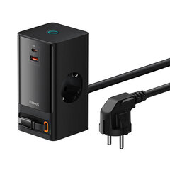 Baseus Сетевое зарядное устройство/удлинитель Baseus PowerCombo 65W (черный) цена и информация | Зарядные устройства для телефонов | kaup24.ee