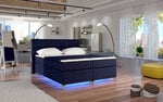 Кровать Amadeo с LED подсветкой, 140x200 см, гобелен, темно-синяя
