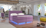 Кровать Amadeo с LED подсветкой, 140x200 см, гобелен, фиолетовая