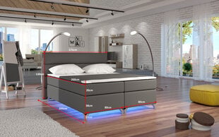 Кровать Amadeo с LED подсветкой, 140x200 см, гобелен, розовая цена и информация | Кровати | kaup24.ee