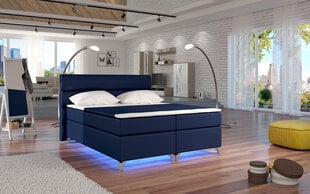 Voodi Amadeo LED valgustusega, 140x200 cm, kunstnahk/tumesinine цена и информация | Кровати | kaup24.ee
