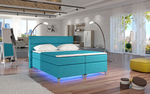 Voodi Amadeo LED valgustusega, 140x200 cm, gobelään/sinine цена и информация | Кровати | kaup24.ee