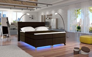 Кровать Amadeo с LED подсветкой, 140x200 см, гобелен, темно-коричневая цена и информация | Кровати | kaup24.ee