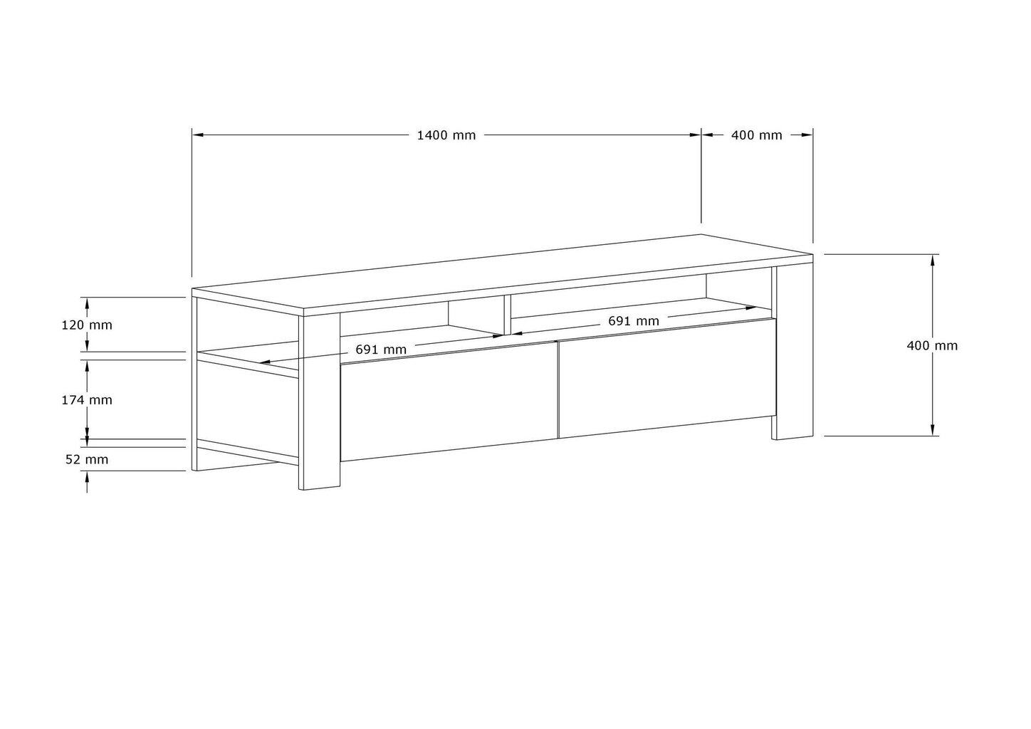 TV-alus Asir, 140x40x40 cm, hall цена и информация | TV alused | kaup24.ee