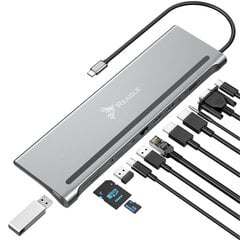 Reagle dokkimisjaam USB-C HUB 11in1 2x HDMI 4K RJ45 M1 цена и информация | Адаптеры и USB-hub | kaup24.ee