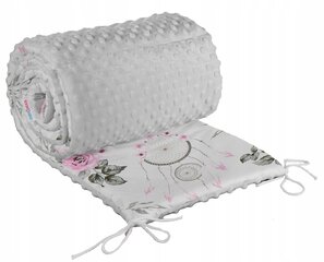 Мягкий чехол для кроватки Babymam 180х30 см, серый/розовый цена и информация | Товары для безопасности детей дома | kaup24.ee