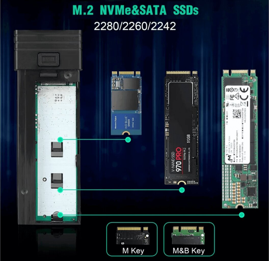 Reagle NVME SATA M.2 SSD HUB USB-C 3.1 M2 korpus цена и информация | Sisemised kõvakettad (HDD, SSD, Hybrid) | kaup24.ee