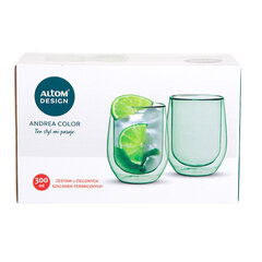 двойные стеклянные стаканы andrea color, 300 мл, зеленый цена и информация | Стаканы, фужеры, кувшины | kaup24.ee