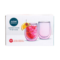 Andrea Color topeltklaasist tassid, 300 ml, roosa hind ja info | Klaasid, tassid ja kannud | kaup24.ee