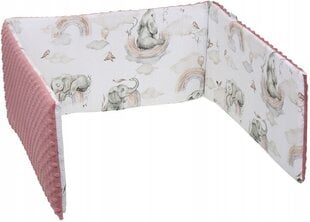 Мягкий чехол для кроватки Babymam 180х30 см, розовый/белый цена и информация | Товары для безопасности детей дома | kaup24.ee