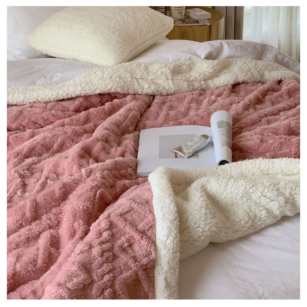 Ümberpööratav villane vooditekk, roosa hind ja info | Tekid | kaup24.ee
