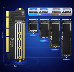 Reagle adapter PCI-E x16 x8 x4 m.2 SSD NVMe 64Gbps цена и информация | Внутренние жёсткие диски (HDD, SSD, Hybrid) | kaup24.ee