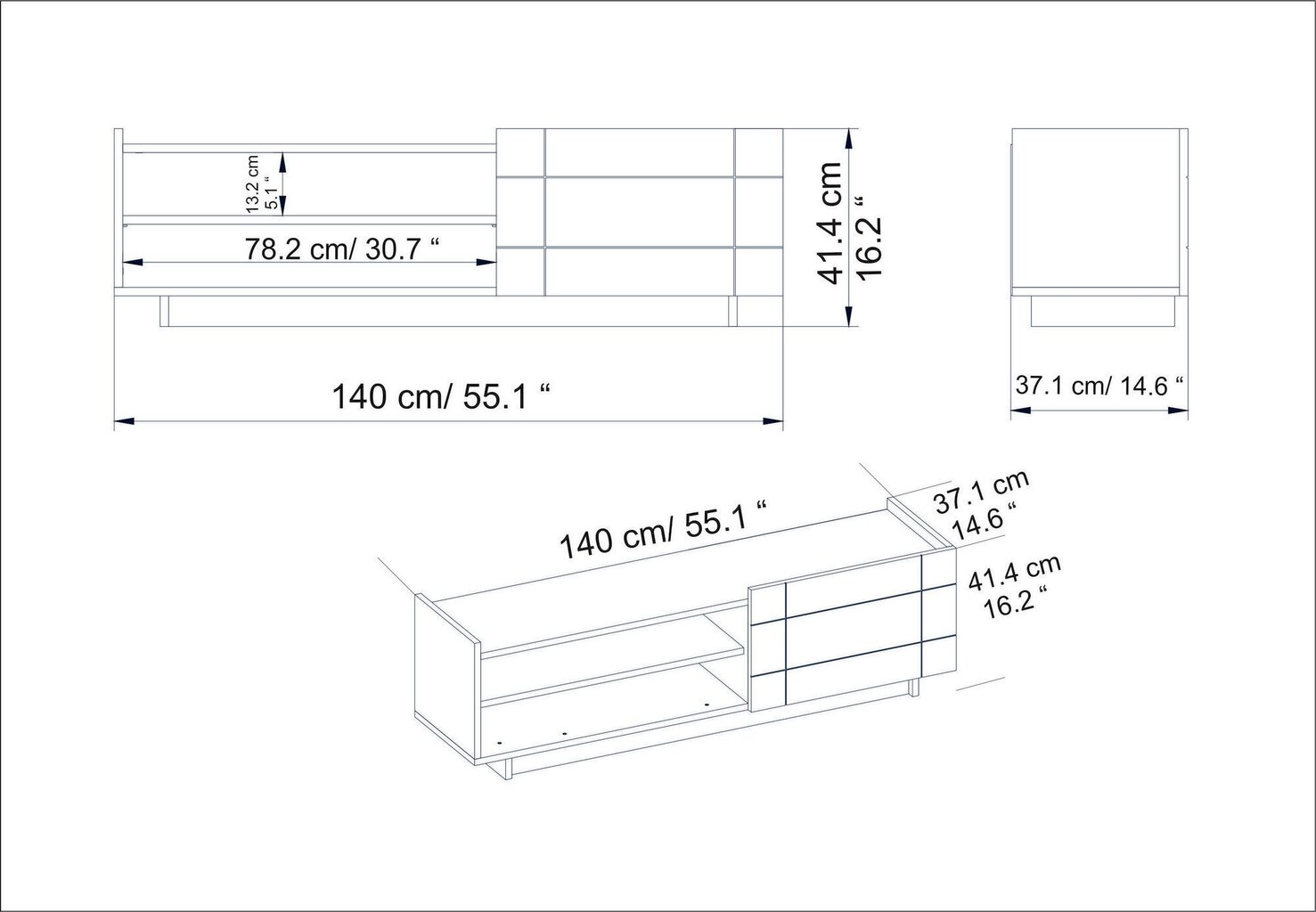 TV alus Asir, 140x41,4x37,1 cm, pruun hind ja info | TV alused | kaup24.ee