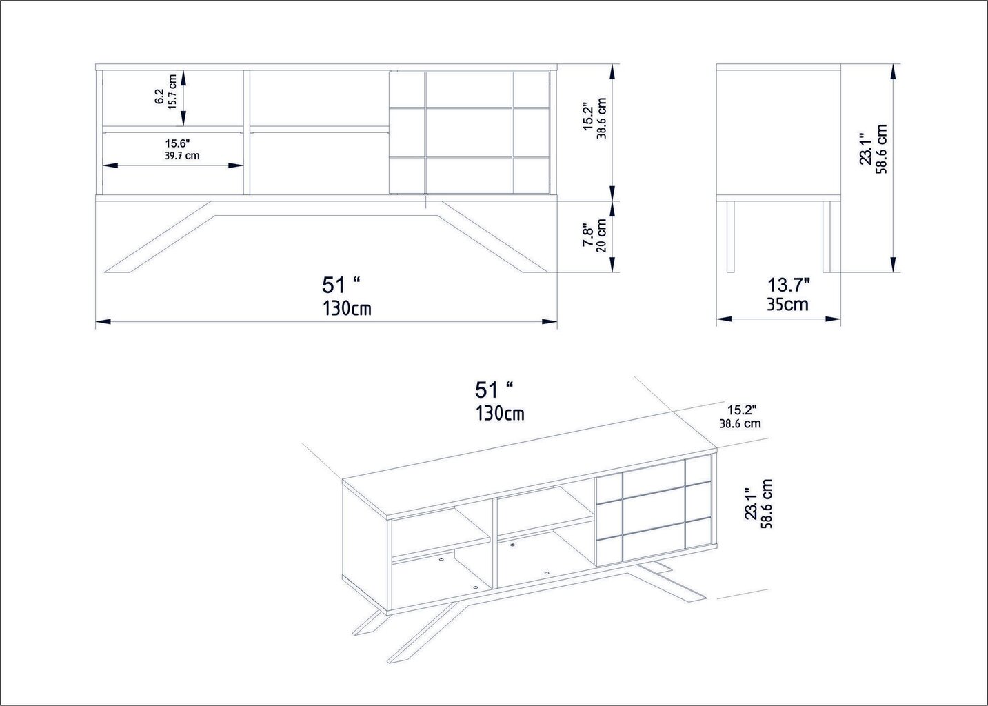 TV alus Asir, 130x38,6x58,6 cm, valge/kuldne цена и информация | TV alused | kaup24.ee