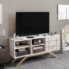 TV alus Asir, 130x38,6x58,6 cm, valge/kuldne цена и информация | Тумбы под телевизор | kaup24.ee