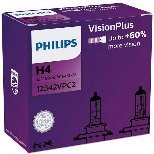 Philips 2xh4 visionplus lambid цена и информация | Autopirnid | kaup24.ee