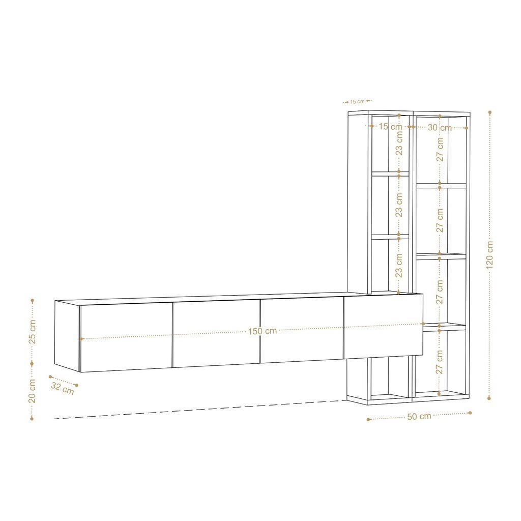 TV-alus Asir, 182x25x32 cm, valge/pruun hind ja info | TV alused | kaup24.ee