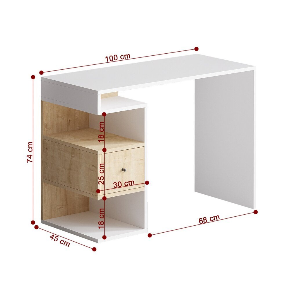 Kirjutuslaud Asir, 100x74x45 cm, valge/pruun цена и информация | Arvutilauad, kirjutuslauad | kaup24.ee
