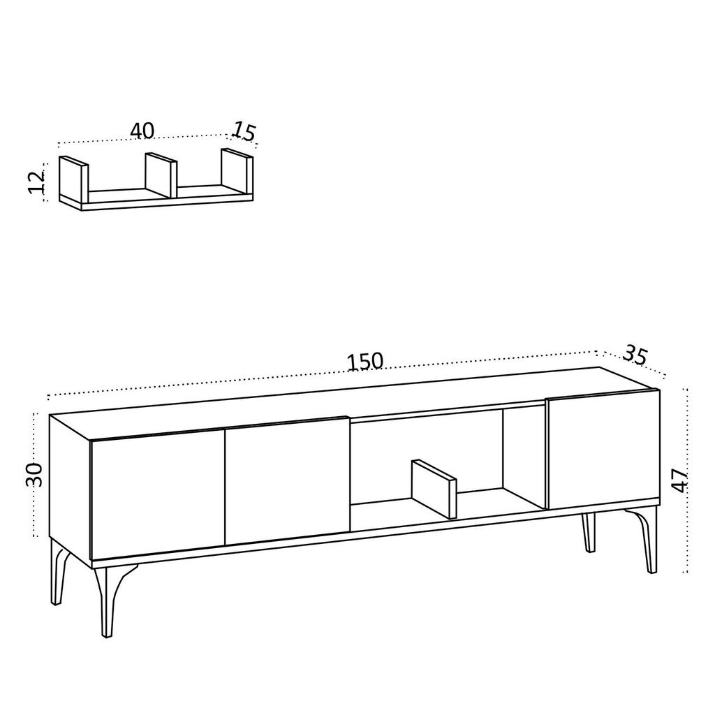 TV-alus Asir, 150x47x35 cm, pruun/must hind ja info | TV alused | kaup24.ee