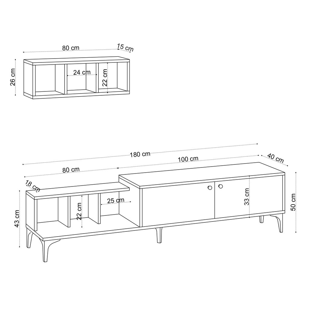 TV-alus Asir, 180x43x40 cm, pruun hind ja info | TV alused | kaup24.ee