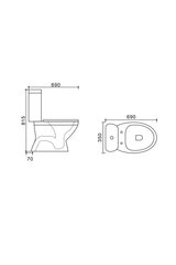 WC-pott Vento Taberg, vertikaalne 3/6l, Duroplast Soft Close hind ja info | WС-potid | kaup24.ee