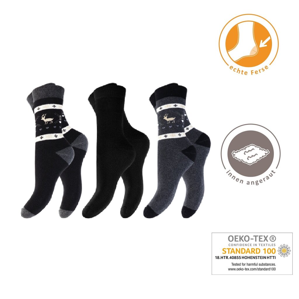 Termosokid naistele Footstar Thermo 68306, must, 3 paari hind ja info | Naiste sokid | kaup24.ee