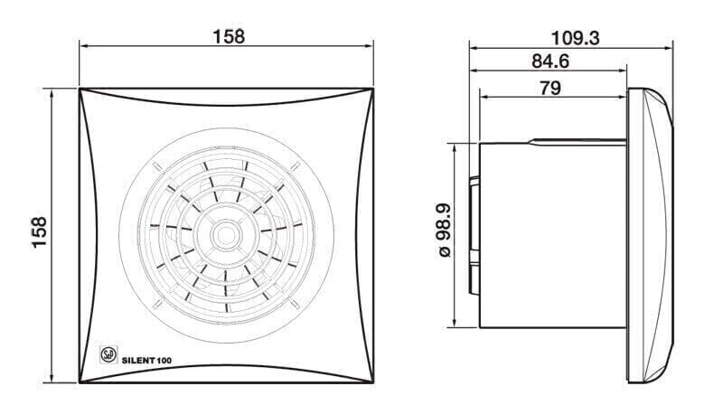 Vannitoa õhupuhasti Soler&Palau Silent-100 CZ Silver väga vaikse tööga цена и информация | Ventilaatorid | kaup24.ee