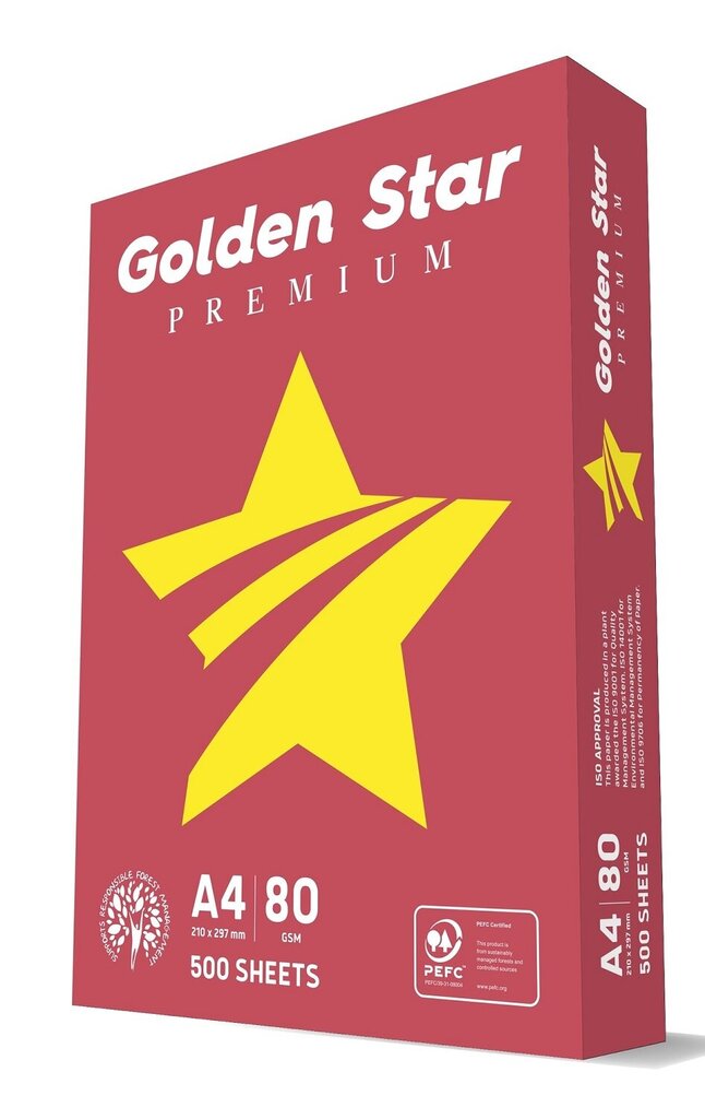 Kontorikoopiapaber GOLDEN STAR Premium, A4, 80gsm, 500 lehte цена и информация | Vihikud, märkmikud ja paberikaubad | kaup24.ee